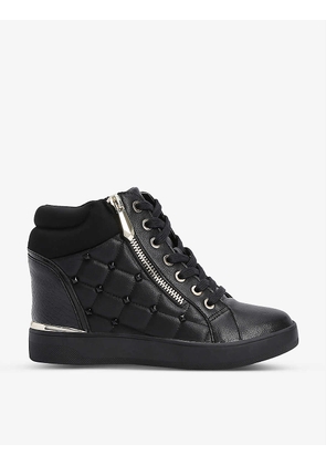 Ailannah quilted heeled faux-leather trainers