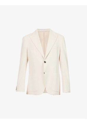 Single-breasted peak-lapel regular-fit cotton-blend blazer