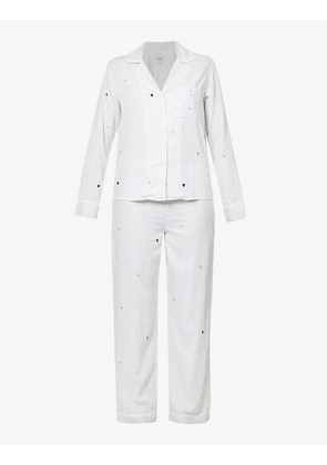 Clara striped heart-print rayon and cotton-blend pyjama set