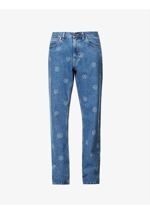 R-print relaxed-fit straight-leg denim jeans