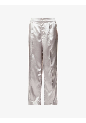 Alivia pleated wide-leg mid-rise woven trousers