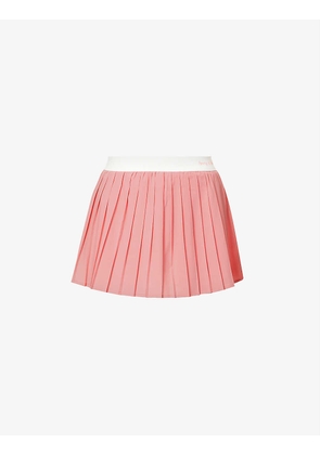Pleated slim-fit stretch-woven mini skirt