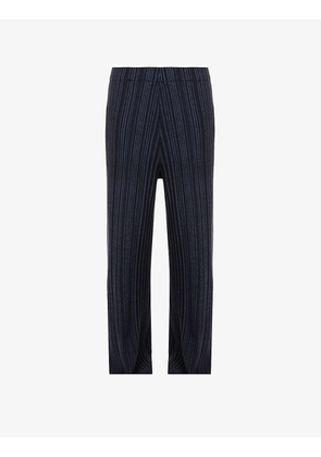 Striped wide-leg high-rise wool trousers