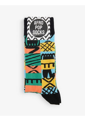 Adinkra graphic-print stretch-cotton blend socks