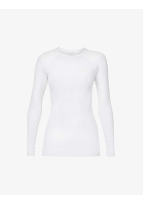 Long-sleeve panelled stretch-woven top