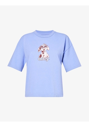 Branded puppy-print cotton-jersey T-shirt