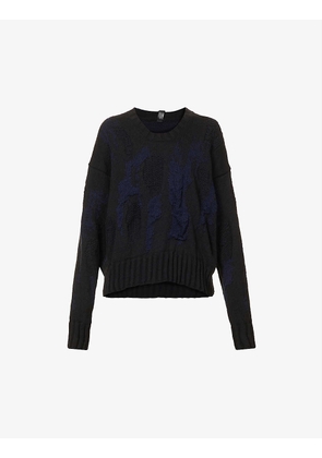 Textured-weave loose-fit wool-blend jumper