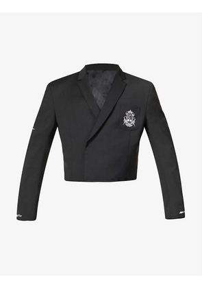 Mystery School cropped regular-fit woven blazer