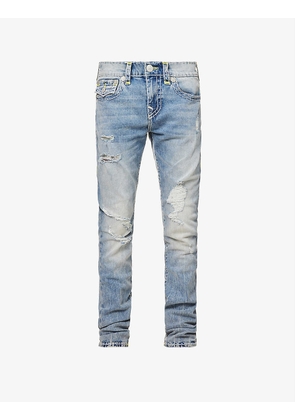 Rocco distressed relaxed-fit skinny stretch-denim jeans