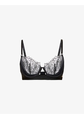 Alanna floral-embroidered underwired stretch-lace bra