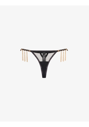 Aurora sheer-panel mid-rise stretch-lace thong