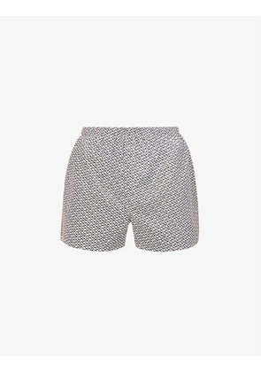 Graphic-pattern cotton-poplin boxers