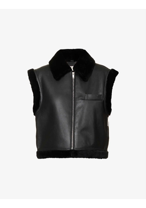 Pilo shearling-trim regular-fit leather jacket