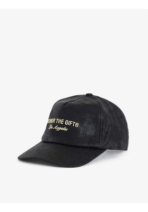 Brand-embroidered vegan-leather baseball cap