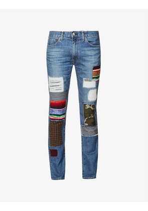 Patchwork slim-fit mid-rise jeans