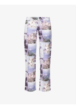 Atlas graphic-print straight-leg mid-rise cotton-blend trousers