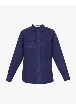 Unisex gemstone-embellished popper relaxed-fit cashmere shirt