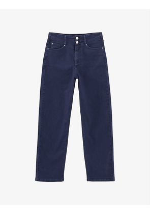 Cropped straight-leg high-rise stretch-denim jeans