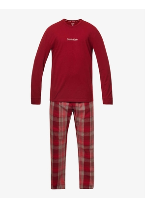 Logo-print recycled-polyester and cotton-blend pyjama set