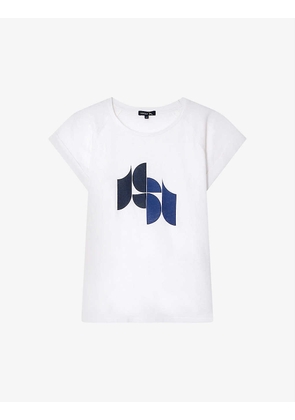 Valentina logo-print cotton and linen-blend T-shirt