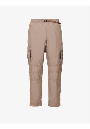Ripstop grid-pattern regular fit straight-leg shell cargo trousers