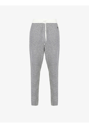 Houndstooth-pattern cotton-blend trousers