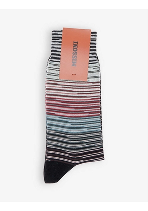 Striped cotton-blend socks