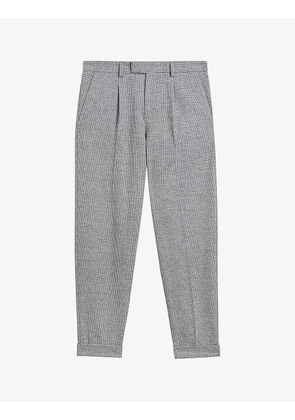 Halden check-print slim-fit tapered stretch wool and cotton-blend trousers