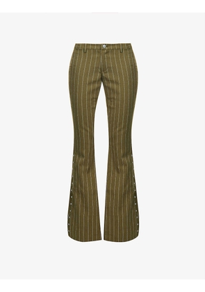 Thea pinstriped wide-leg low-rise woven trousers