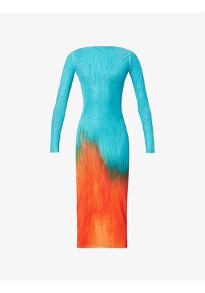 Alamea abstract-print stretch-woven midi dress