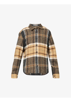 Checked brushed-texture regular-fit wool overshirt