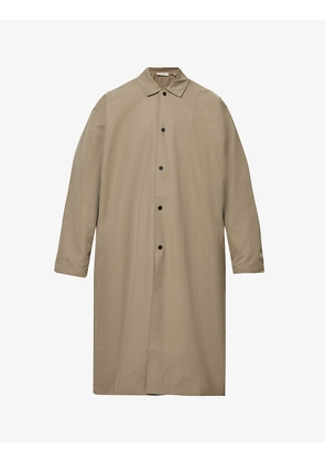 ESSENTIALS brand-badge regular-fit cotton-blend coat