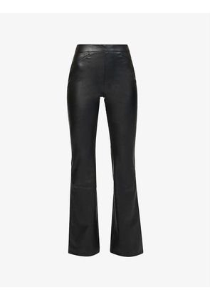 Leather-look high-rise stretch-woven trousers