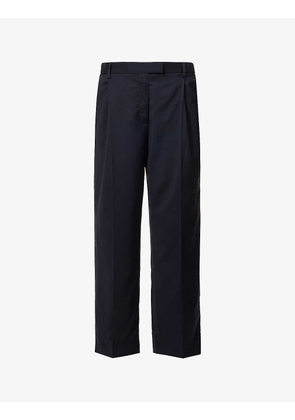 Pleated high-rise wool trousers