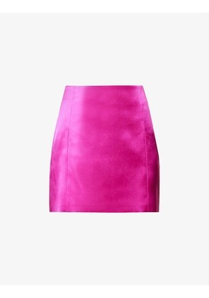 High-waisted stretch-satin mini skirt