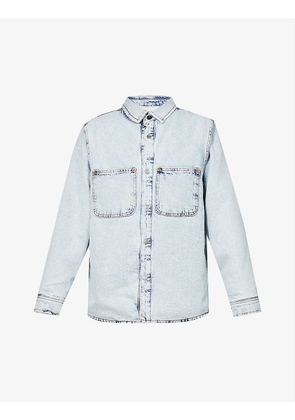 Faux shearling-lined relaxed-fit denim shirt