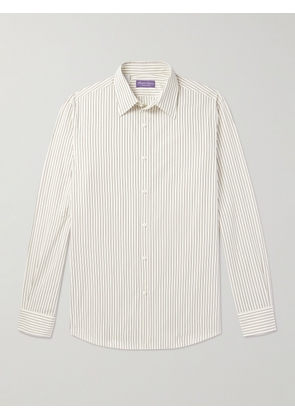 Ralph Lauren Purple Label - Pinstriped Cotton-Poplin Shirt - Men - Neutrals - UK/US 15