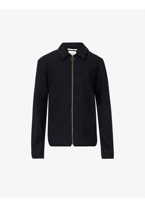 Hanam brand-embroidered regular-fit wool jacket