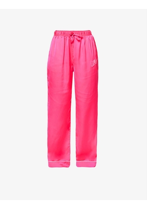 Paquita logo-embroidered stretch-satin pyjama trousers