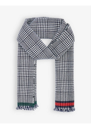 Vaudie tartan-pattern wool-cashmere blend scarf