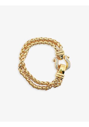 Horseshoe yellow gold-plated and crystal chain bracelet