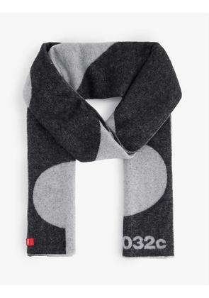 Logo-print wool-blend scarf