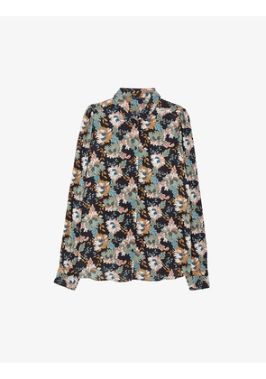 Long-sleeve floral-print crepe shirt