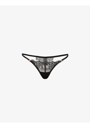 Grace mid-rise floral stretch-lace thong