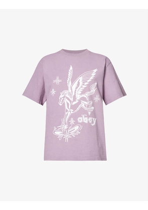 Branded Pegasus-print cotton-jersey T-shirt