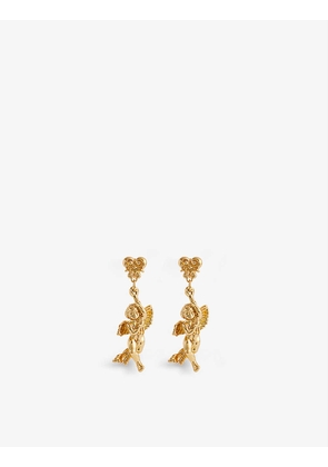 Cherub brass clip-on earrings