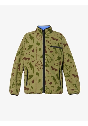 Camouflage-pattern reversible shell and fleece jacket