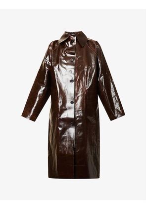 Single-breasted faux-leather coat