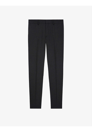 Fine-stripe straight-leg wool trousers
