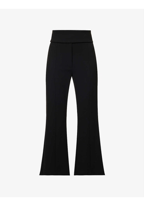 Belted wide-leg high-rise stretch-wool trousers
